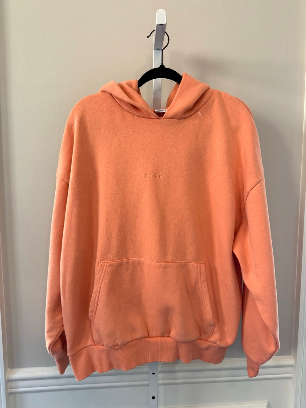 LSKD Unisex Oversized Hoodie Peach Orange Pullover Sweatshirt Size S